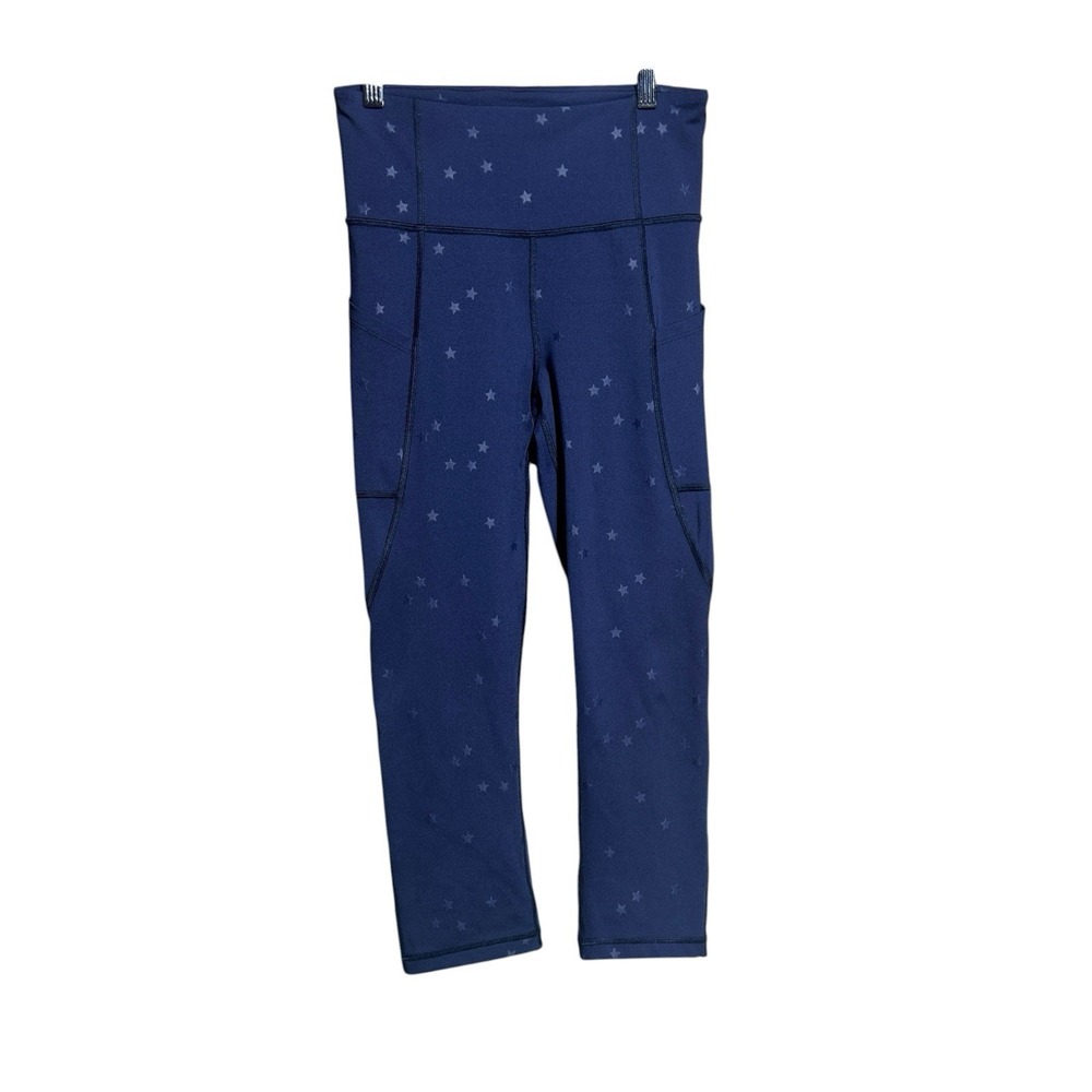 GapFit Women's Leggings Blue Stars Blackout Tech Pockets Crop High Rise Size XS